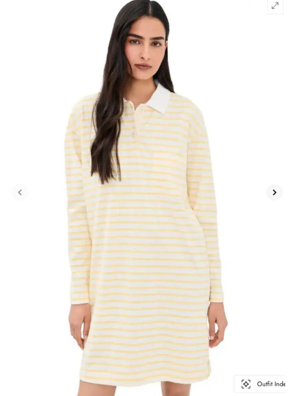 Alex Mill Natural Yellow Stripe Cotton Rugby Polo Mini Dress Size M